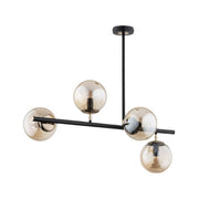 Plafoniera industriale nera oro antico LURO 4 luci E14 Alfa