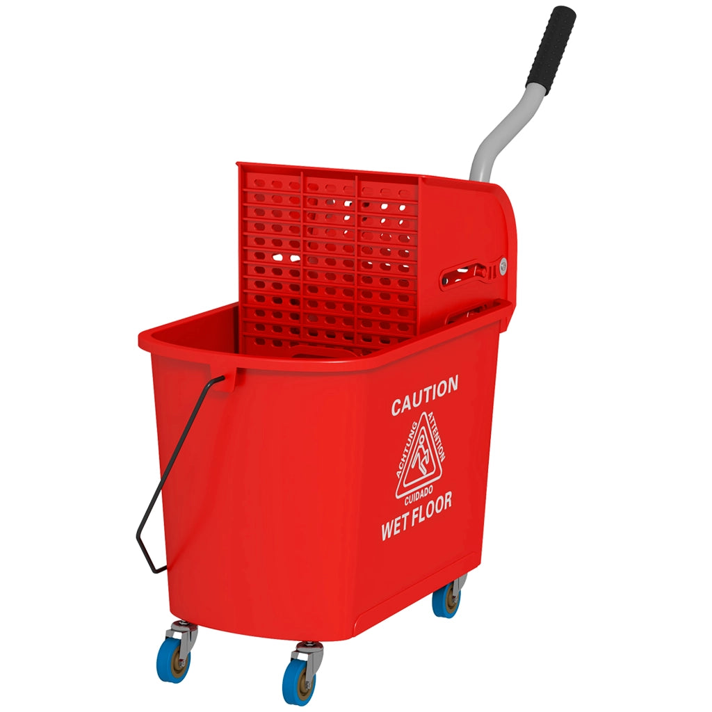 Secchio per lavare 20L con ruote e strizzatore ¨C Minimal ¨C 60x27x70,5 cm Rosso