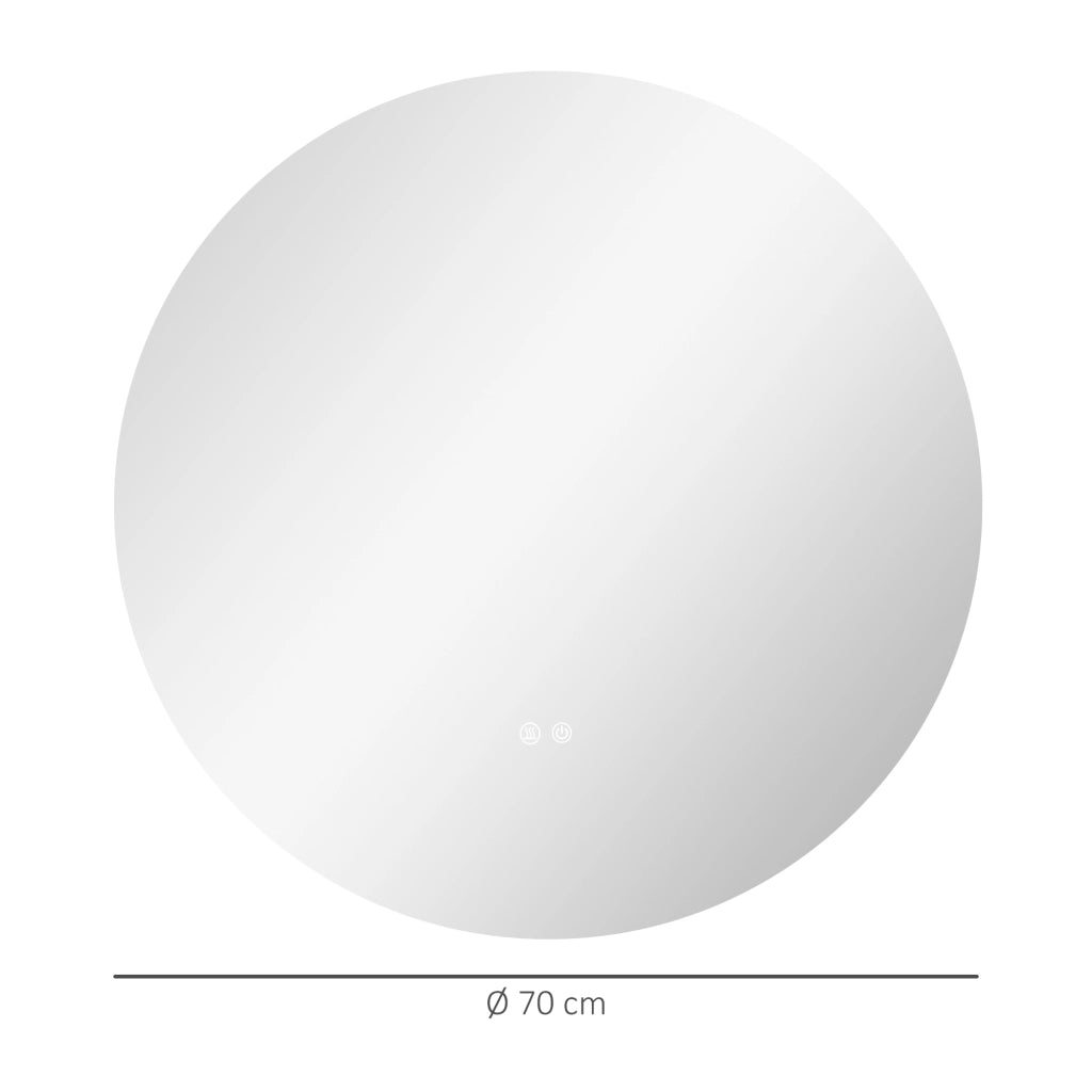 Specchio da bagno rotondo con luce LED antibu¨¦e ¨C Minimal ¨C Grigio 70 cm