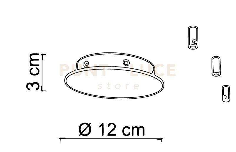 BASE-3R C BASE A RAGGIO cromo d.12cm 3 luci