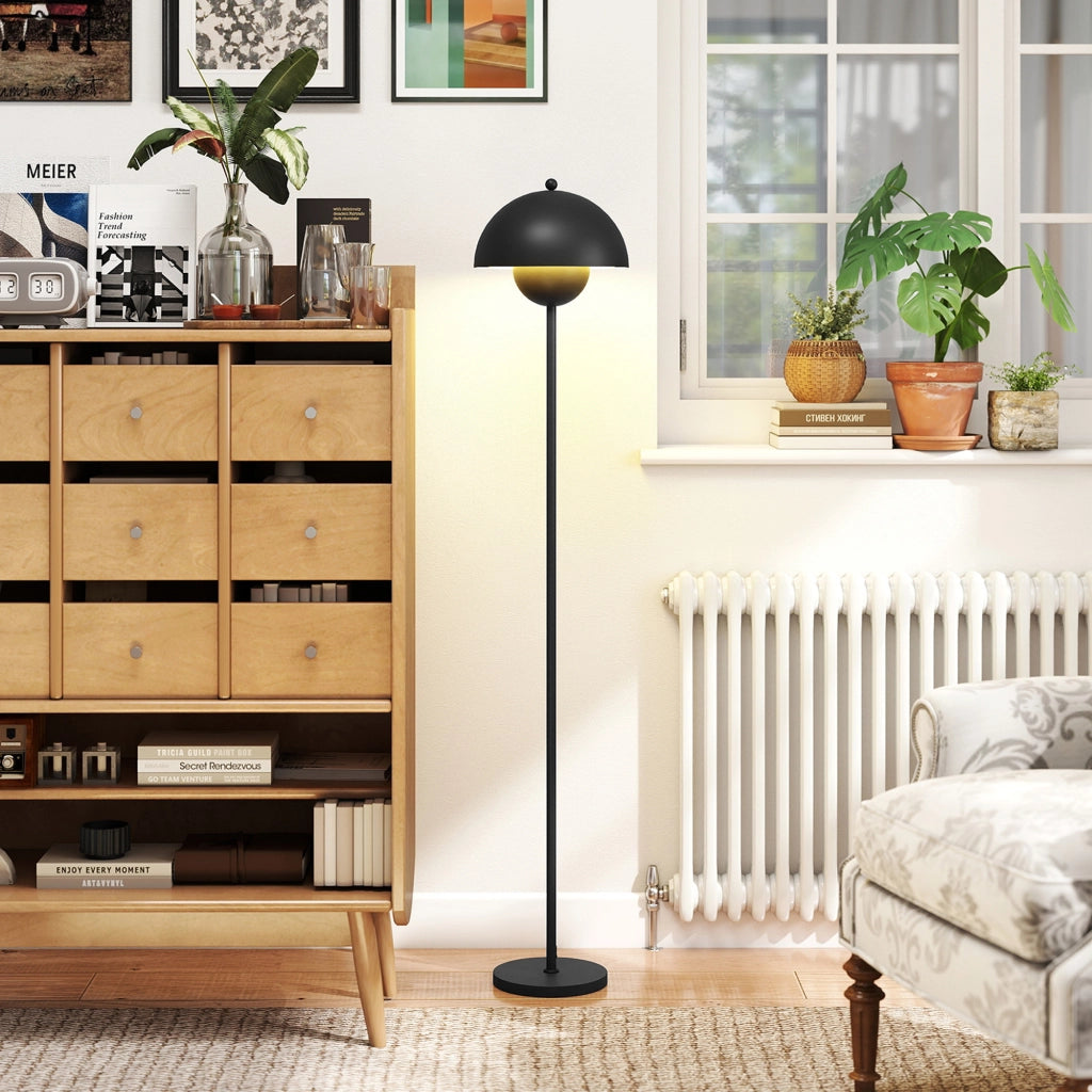 Lampada da Terra Moderna ¨C Xylo ¨C Paralume a Sfera E27 ?30x155cm Nero