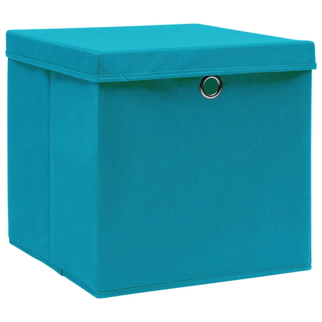 Contenitori con Coperchi 4 pz 28x28x28 cm Azzurro 325232