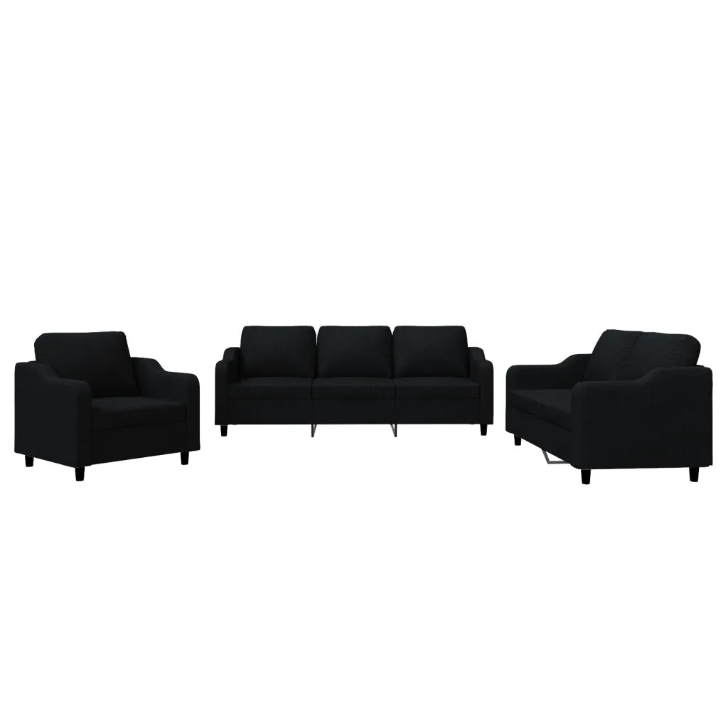 Set di Divani 3 pz con Cuscini Nero in Tessuto 3201774