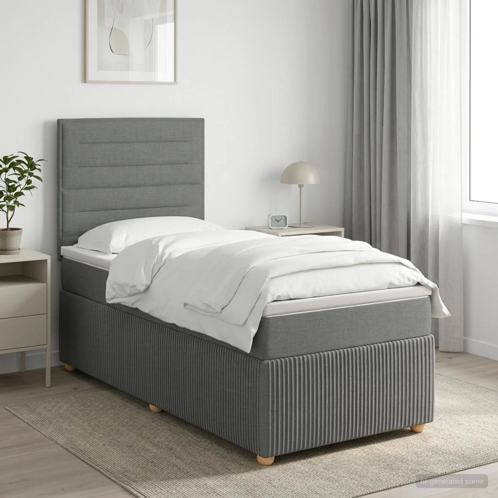Letto Box Spring LED con Materasso Grigio Scuro 80 x 200 cm 3455721