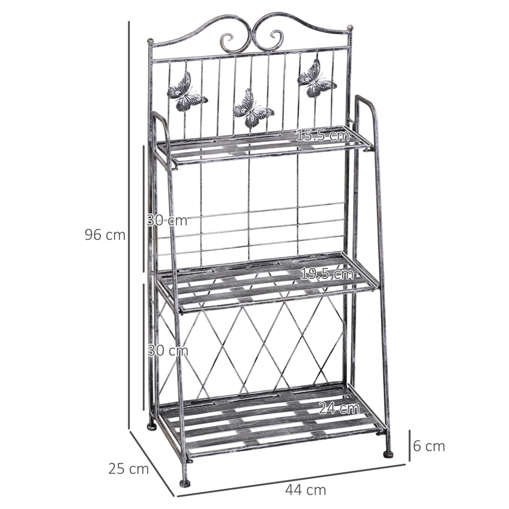 Scaffale Fioriera 3 Ripiani Pieghevole ¨C Xylo ¨C Argento Giardino Balcone