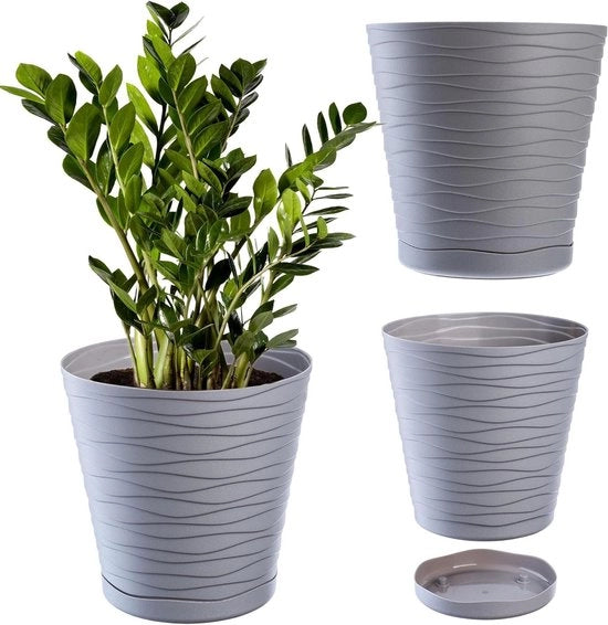 Vaso di plastica cerchio con piede - 11 cm grigio