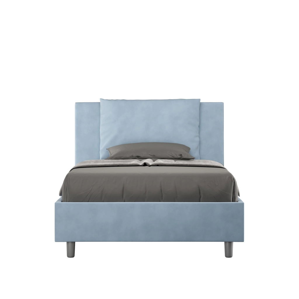 BS COM Letto una piazza e mezza contenitore imbottito 120x190 microfibra azzurro