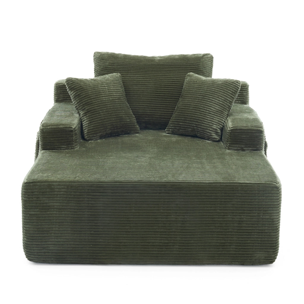 Divano letto con tasche laterali, cuscini e schiuma con molle, in velluto a coste, Verde