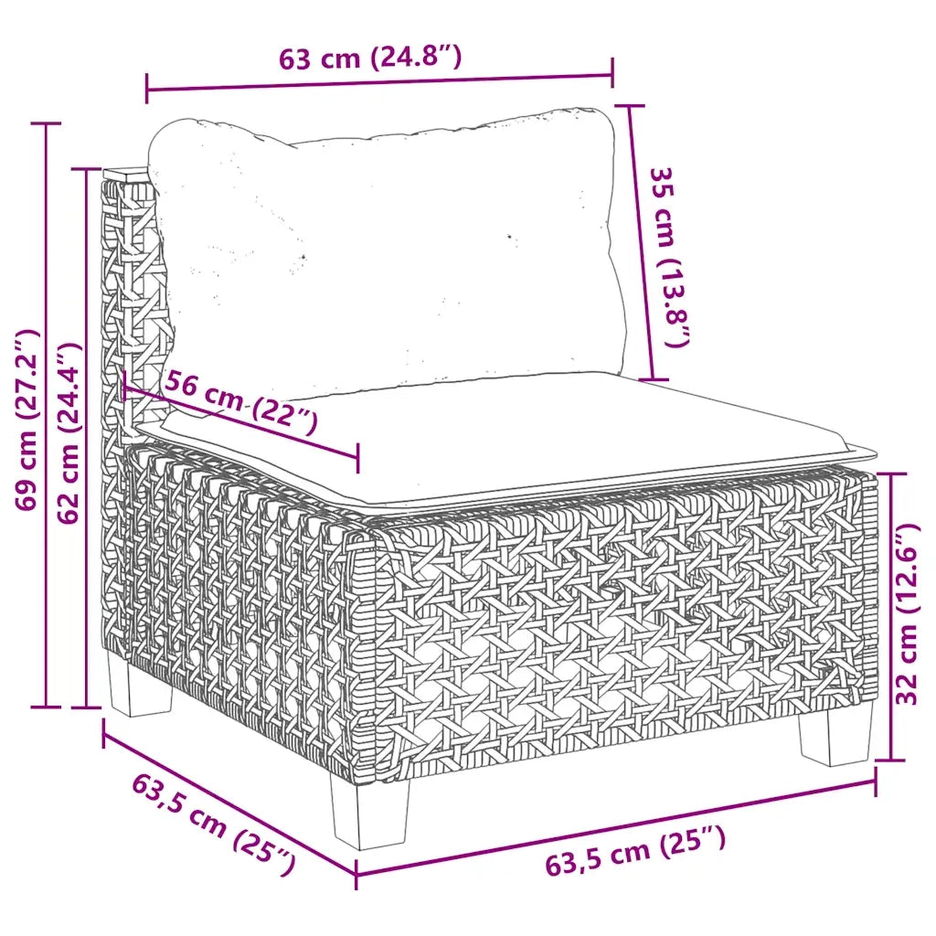 Set Divano da Giardino 9 pz con Cuscini Beige in Polyrattan 3261982