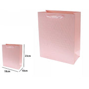 Trade Shop - Set 2pz Borse Buste Regalo Shopper Rosa Goffrata Manico Tessuto 23x18x10cm 69929 -