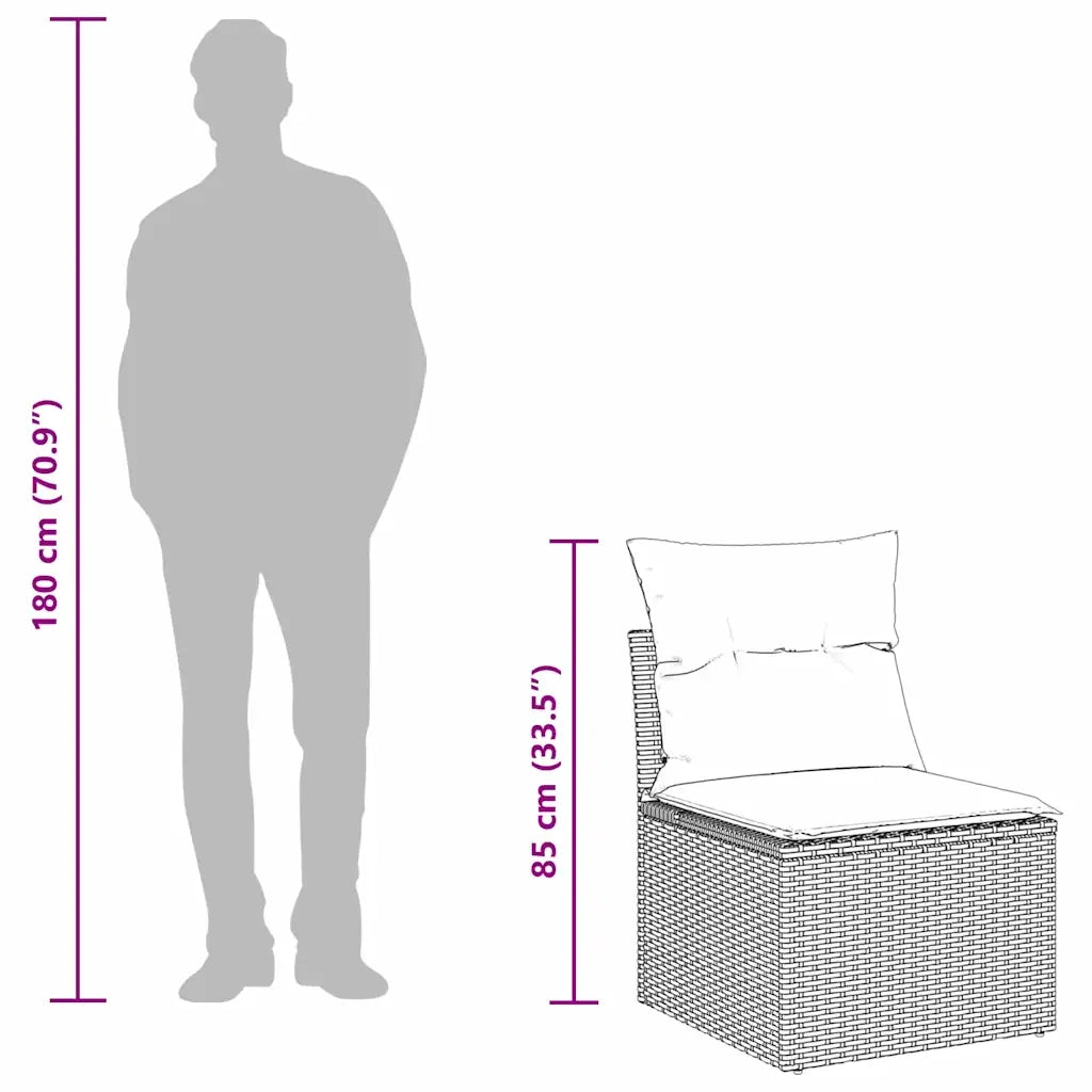 Set Divano da Giardino 3 pz Grigio polyrattan 3345565