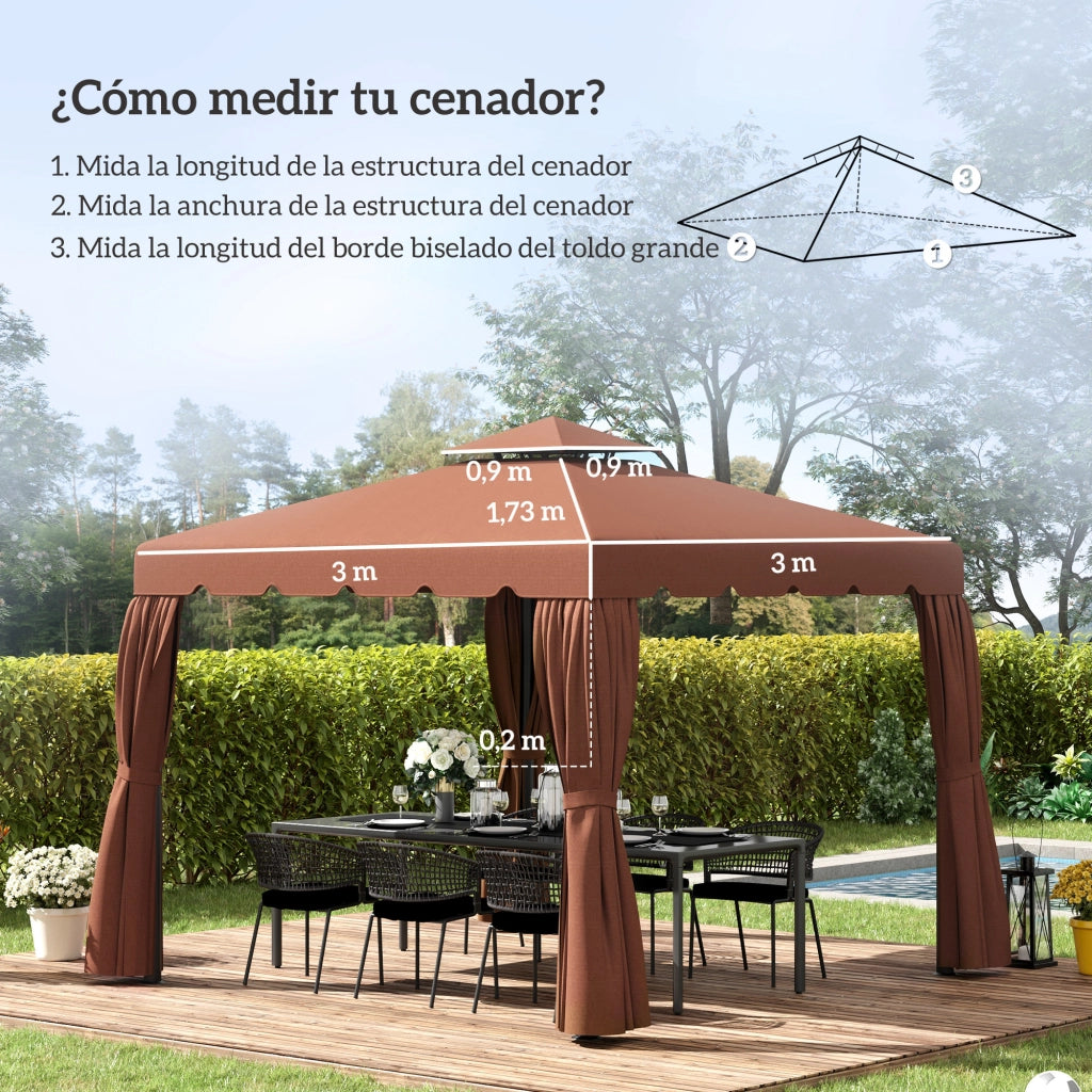 Tetto da Giardino 3x3 m ¨C Minimal ¨C Marrone