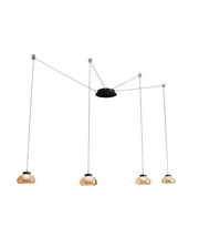 Lampadario a sospensione Arabella a Led in metallo e vetro soffiato ambra 3547-49-125 Fabas Luce