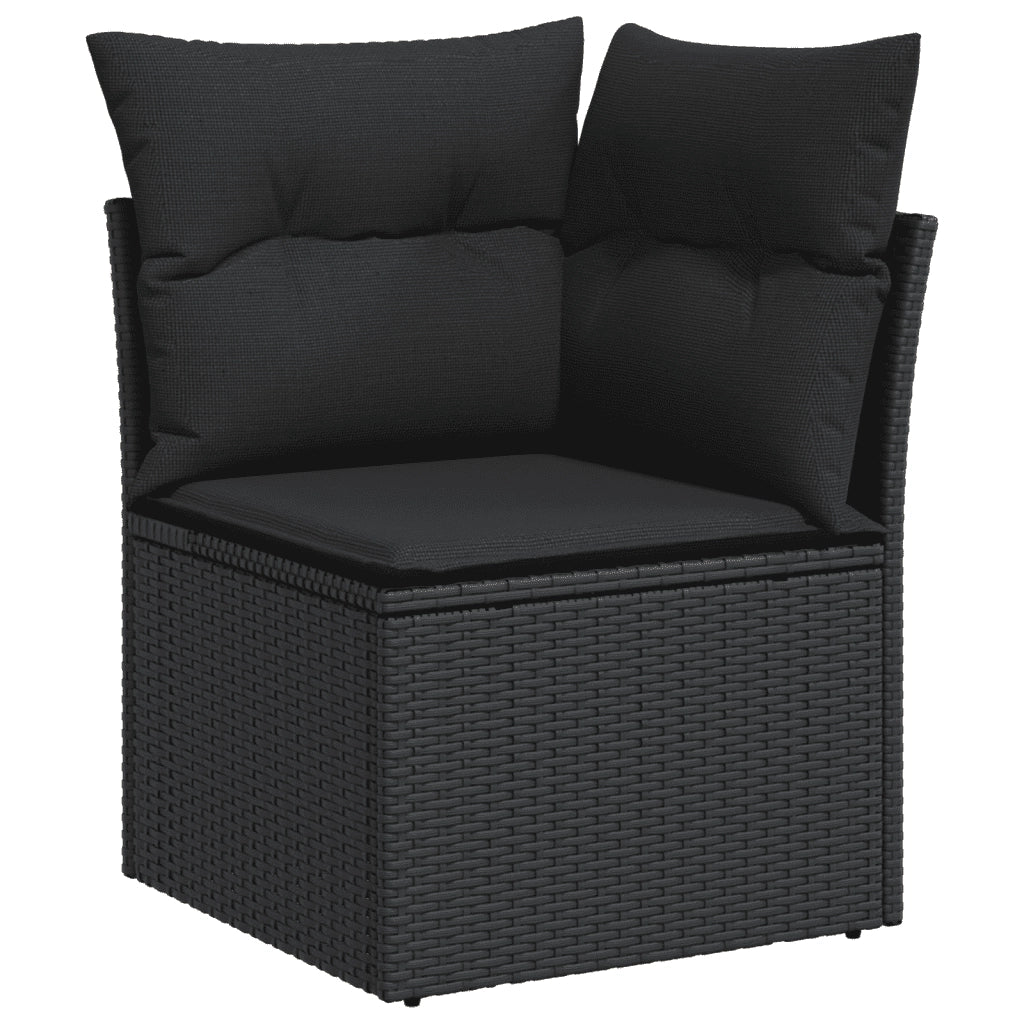 Set Divani da Giardino 9 pz con Cuscini Nero in Polyrattan 3274051