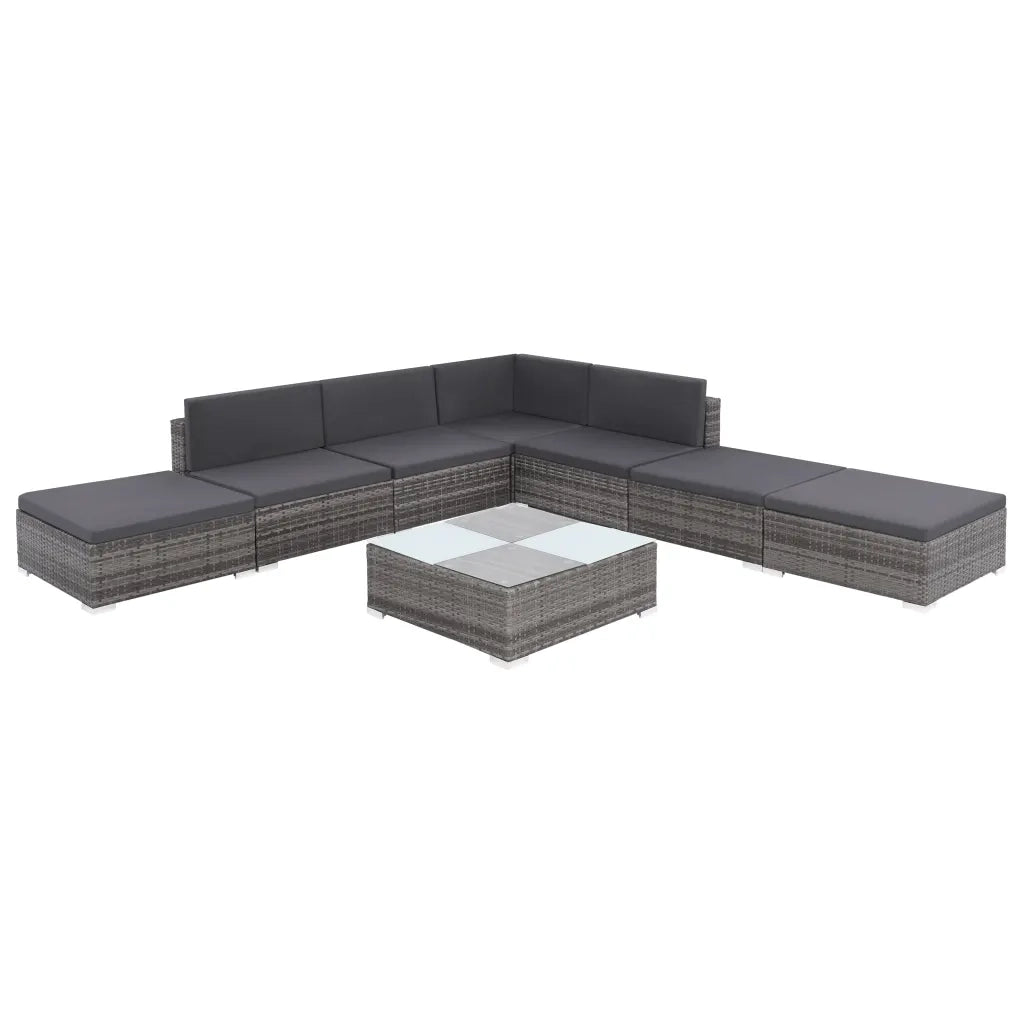 Set Divani da Giardino 8 pz con Cuscini in Polyrattan Grigio 44429