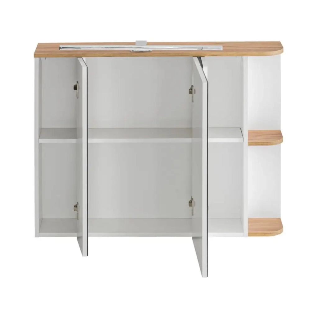 Mobile da bagno ASKA bianco e legno - Modello sospeso con porte