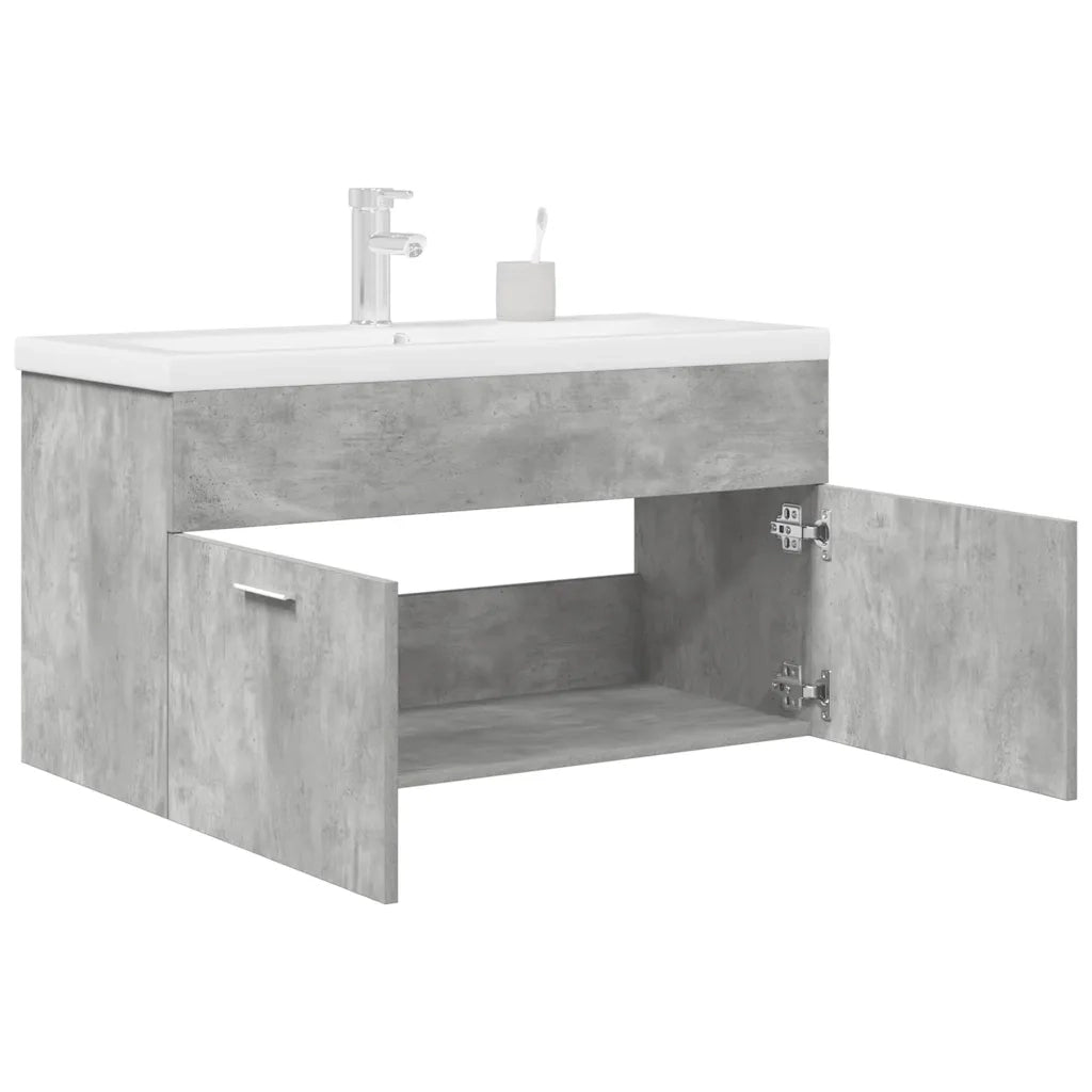 Mobile da Bagno con Lavabo Integrato e Rubinetto Grigio Cemento 3324891