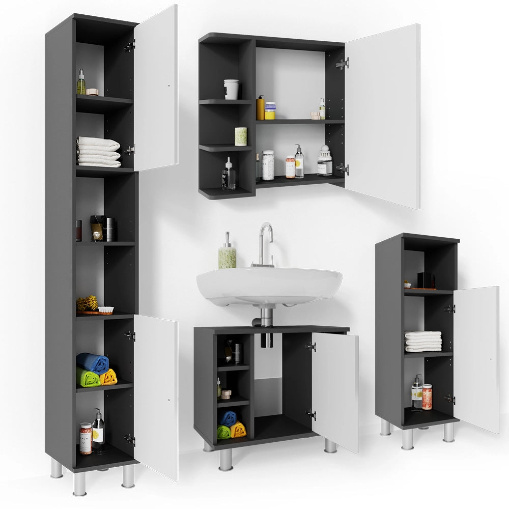 Vicco Set mobili bagno Antracite 4 parti
