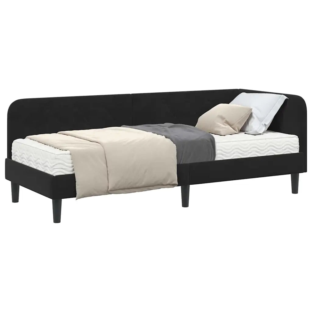 Cornice del letto ad angolo Nero 80 x 200 cm Velluto 3394139