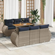 Set Divani da Giardino 7 pz con Cuscini Grigio in Polyrattan 3327225