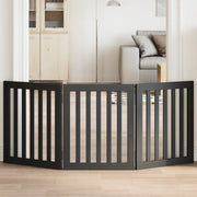 Cancello per Cani Pieghevole 3 Pannelli Nero 150cm Legno Pioppo 352252