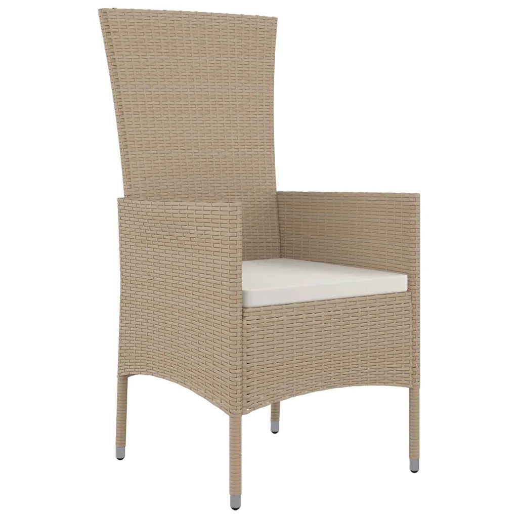 Set da Pranzo per Giardino con cuscino 7 pcs Beige polyrattan 3379462