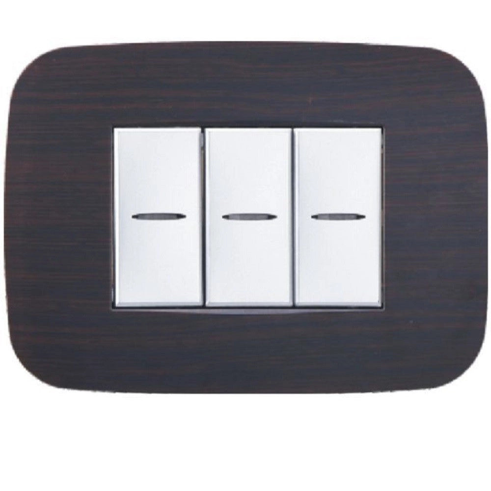 Trade Shop - Placca Futura 3 4 6 Moduli Legno Wenge' Compatibile Con Bticino Axolute -