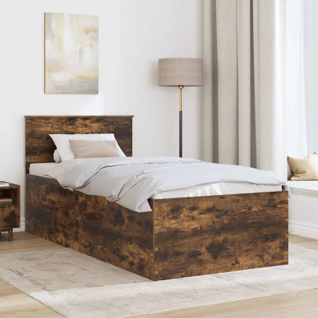 Letto singolo | Letto per adulti | Struttura del letto Rovere fum¨¦ 75 x 190 cm Legno multistrato