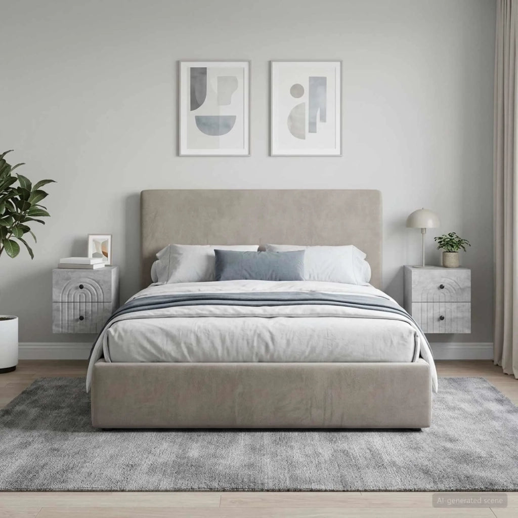 Mobiletto da notte a muro con cassetto 2 pcs Grigio Cemento 898132