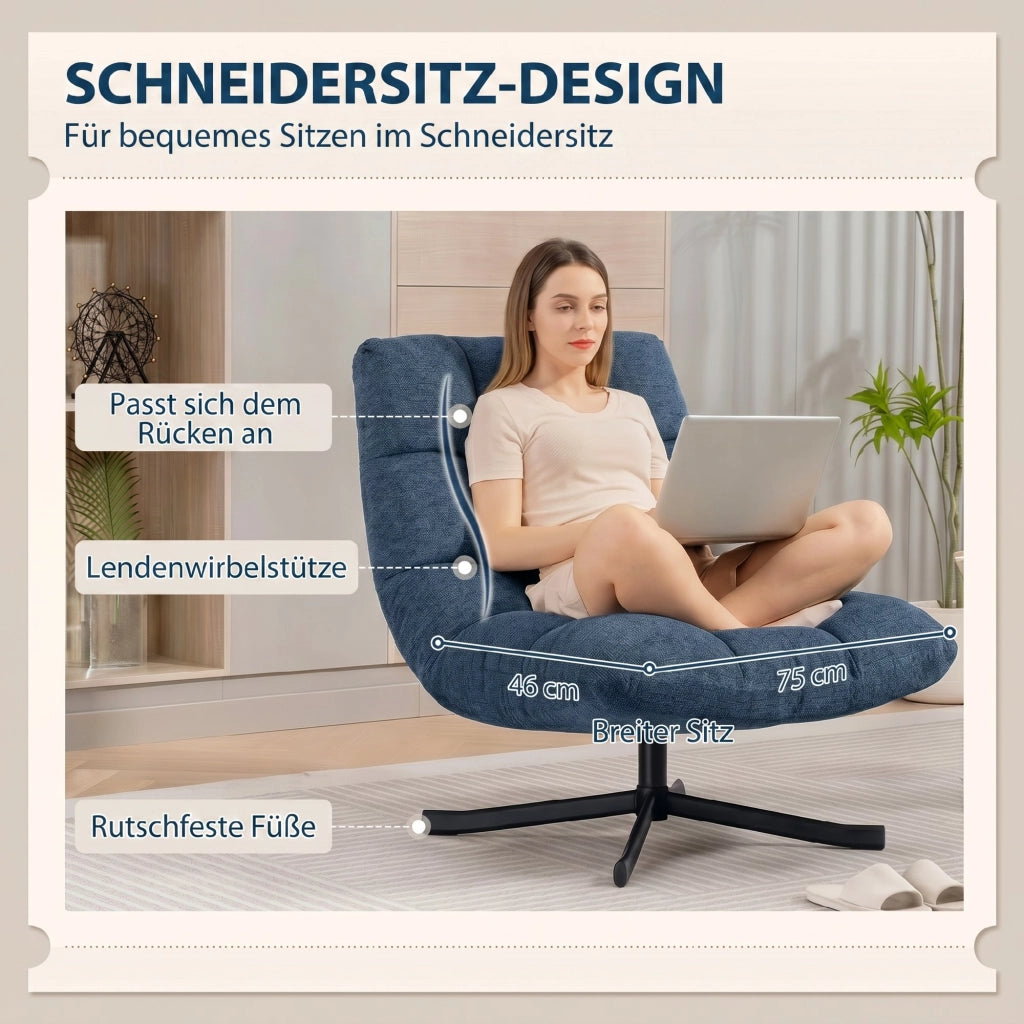 Sedia Girevole Moderna ¨C Minimal ¨C Blu Scuro Tessuto