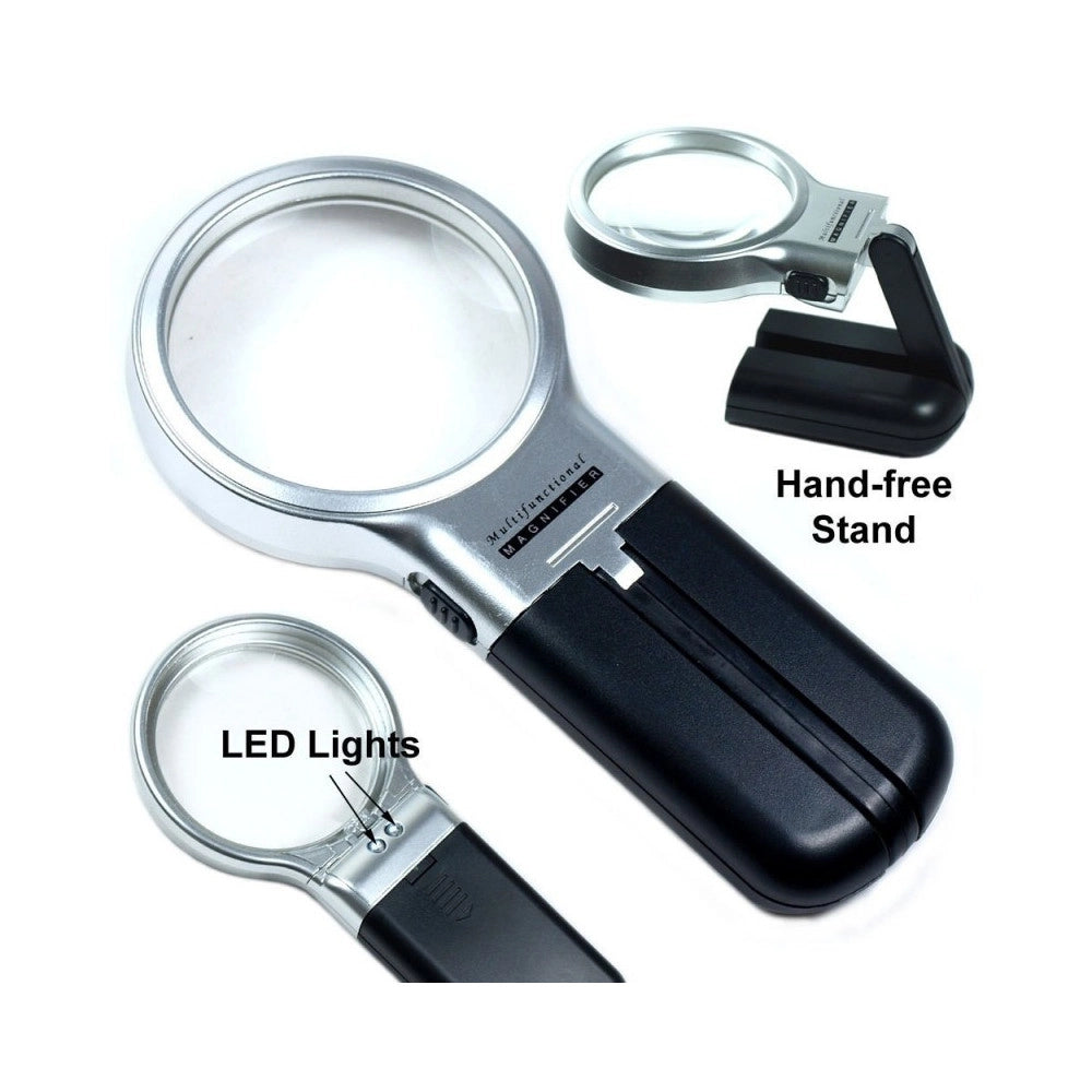 Trade Shop - Mini Lente D'ingrandimento 3in1 Tascabile Con Luce A Led Pieghevole Lettura Orologi Cip -