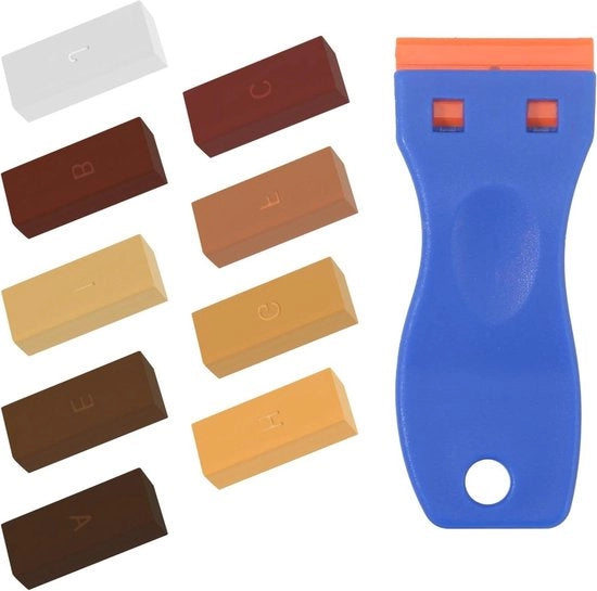 Set di riparazione di lastre - 10 pezzi - cera dura - PVC vinile - pavimento in legno - pavimento in piastrelle - kit di cera - riparazione di graffi e buchi.