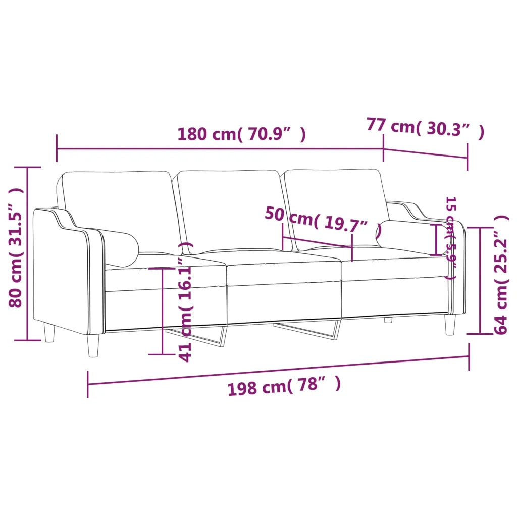 Divano a 3 Posti con Cuscini-Sofa 3 Posti con Cuscini Grigio Scuro 180 cm in Tessuto 613140