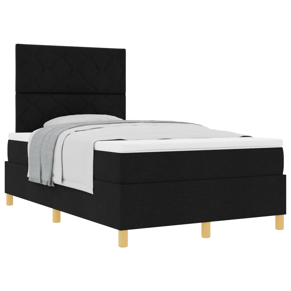 Letto a molle con materasso Nero 120 x 190 cm Tessuto 3339681