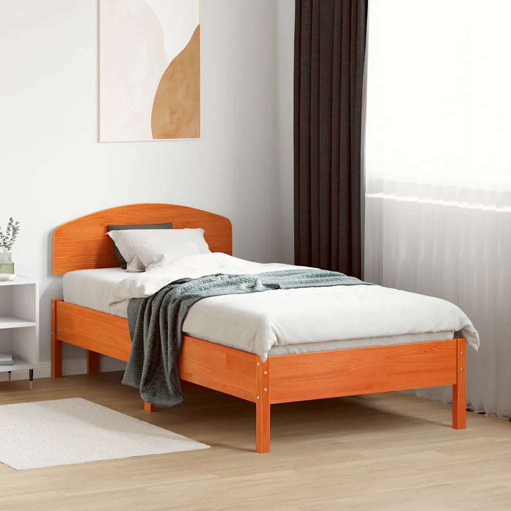 Testiera Marrone Cera 75 cm in Legno Massello di Pino 842525