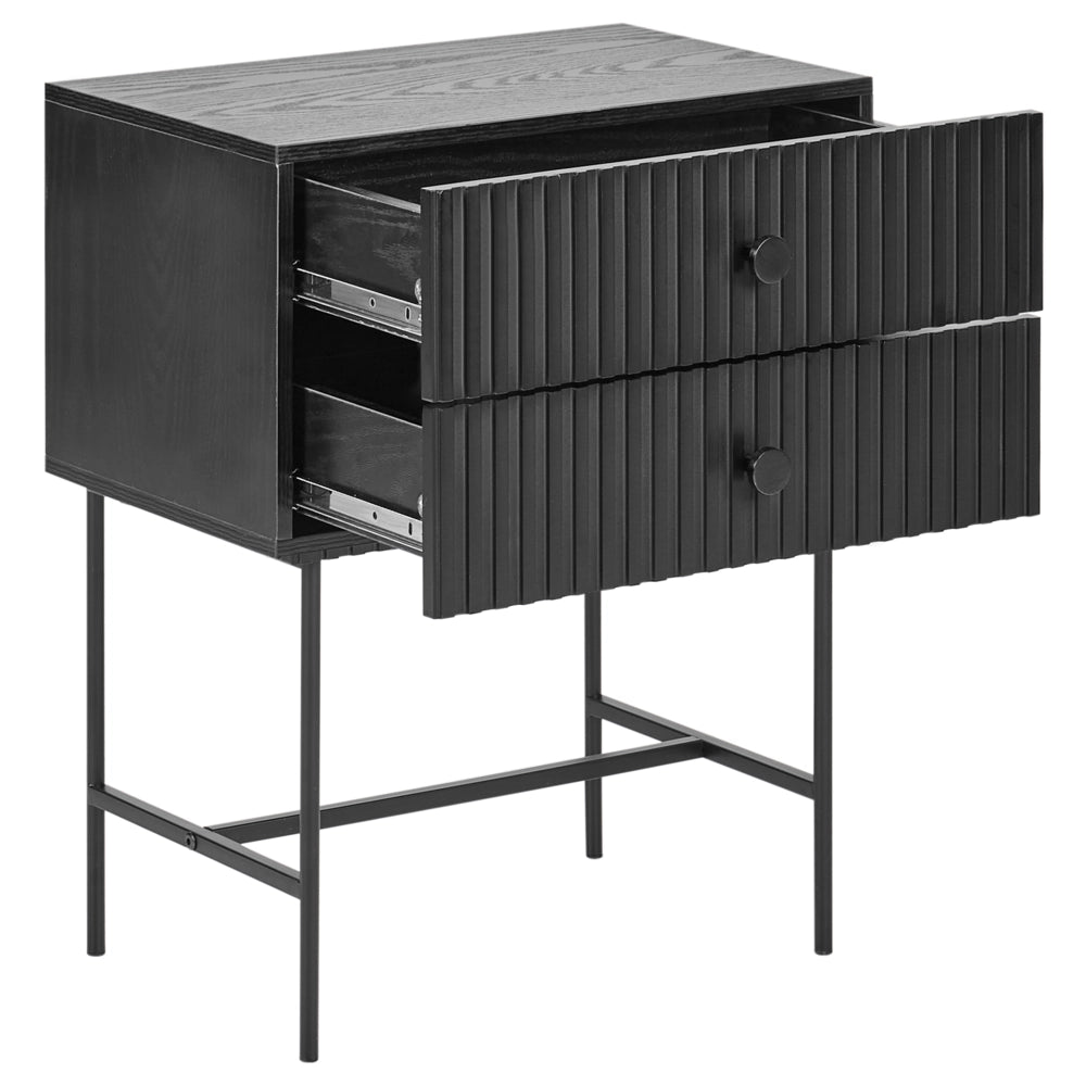 Comodino con 2 cassetti Nero stile moderno