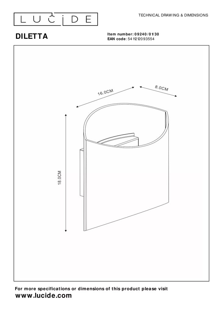 Applique semicircolare nera Diletta 1xG9 40W Lucide