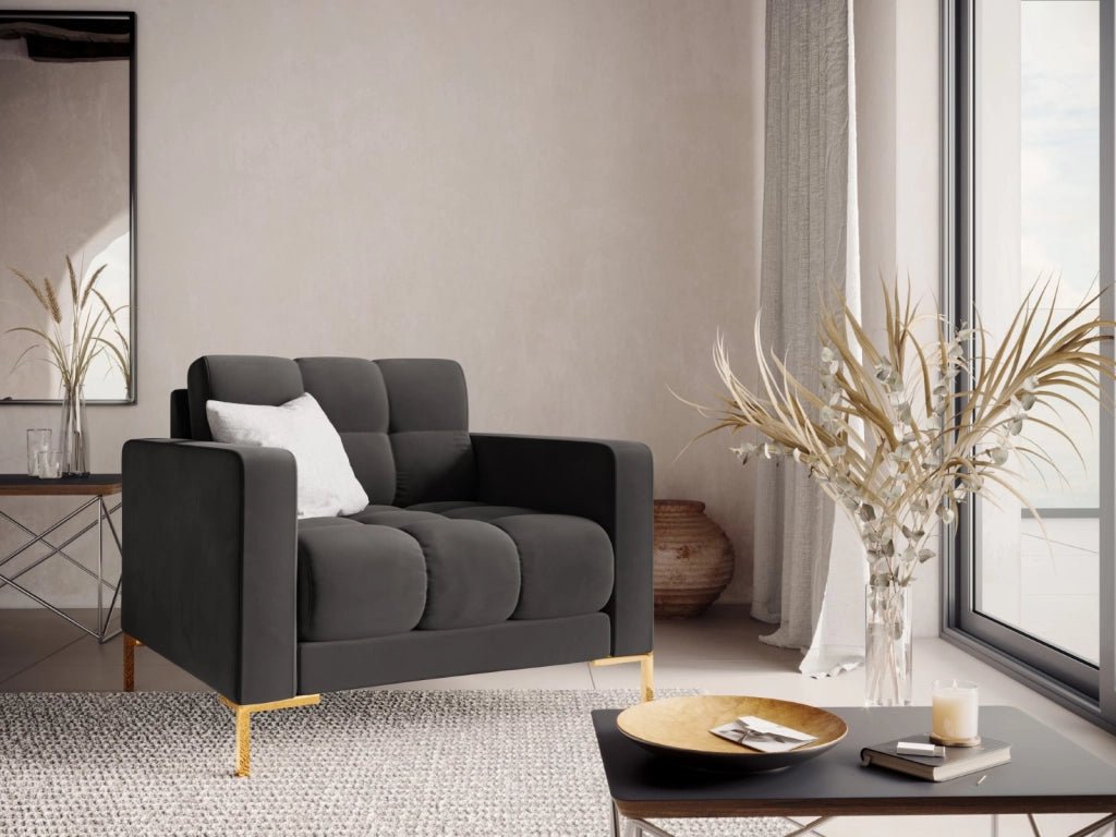 Cosmopolitan Design - Poltrona "Bali" in velluto grigio scuro 