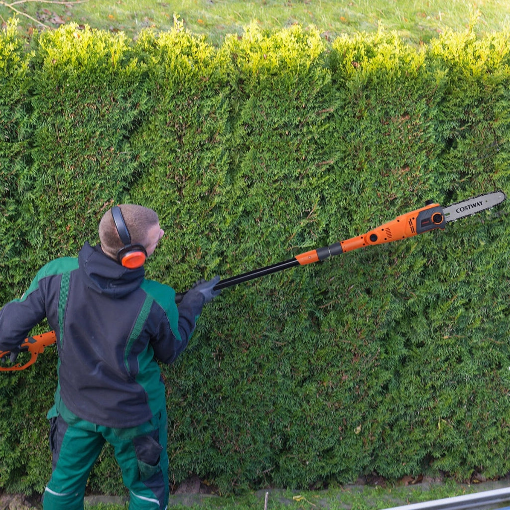 Sega elettrica estensibile multi angolo 212-186 cm, Motosega telescopica da giardino 750W 11 m/s Arancione-Attrezzi da giardino