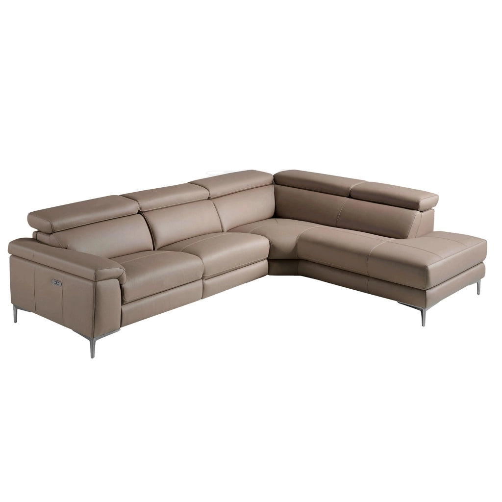 Divano relax con chaise longue destra in pelle di visone