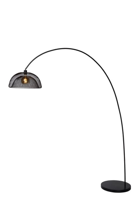 Lampada da terra ad arco Lucide Mesh nera metallo E27 60W