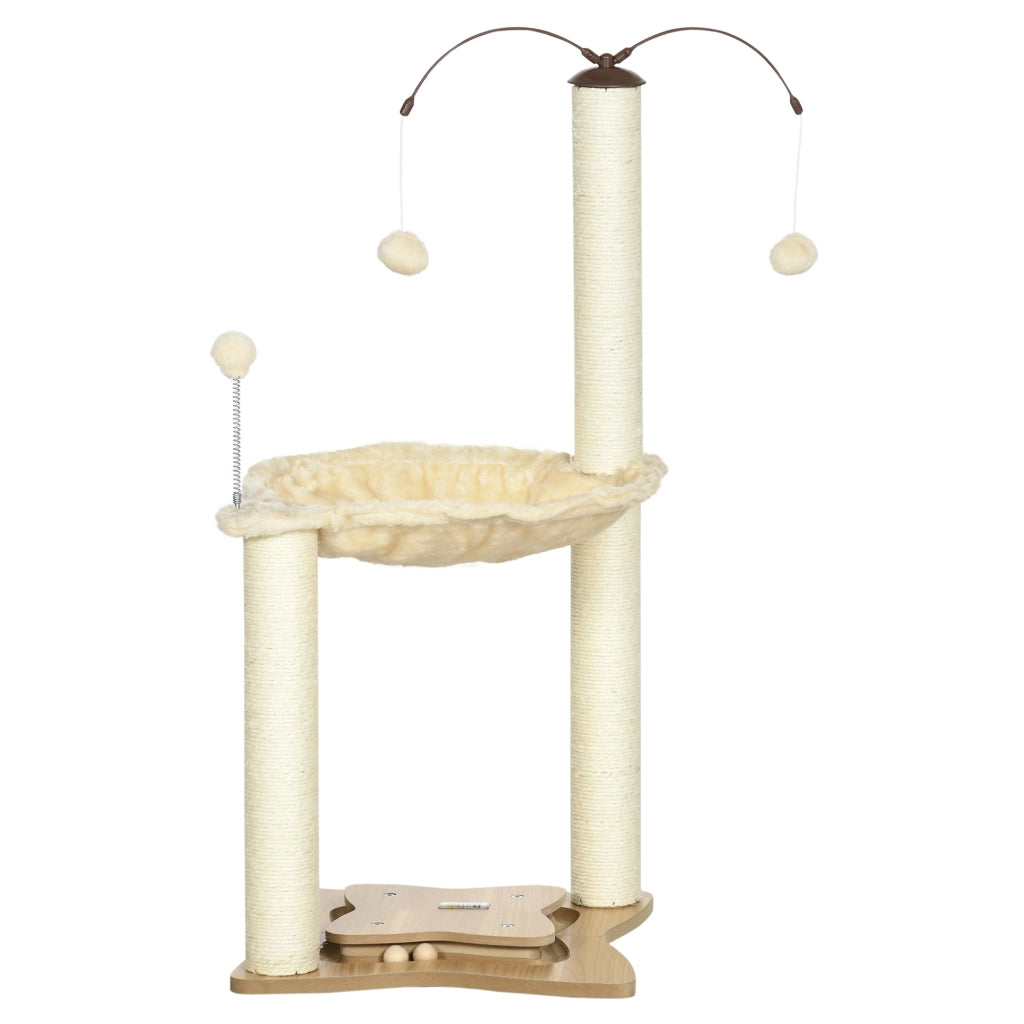 Tiragraffi per Gatti con Amaca e Palline ¨C Xylo ¨C Sisal Beige 53.5x53.5x90cm