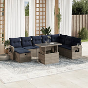 Set Divani da Giardino 9 pz con Cuscini Grigio in Polyrattan 3275031