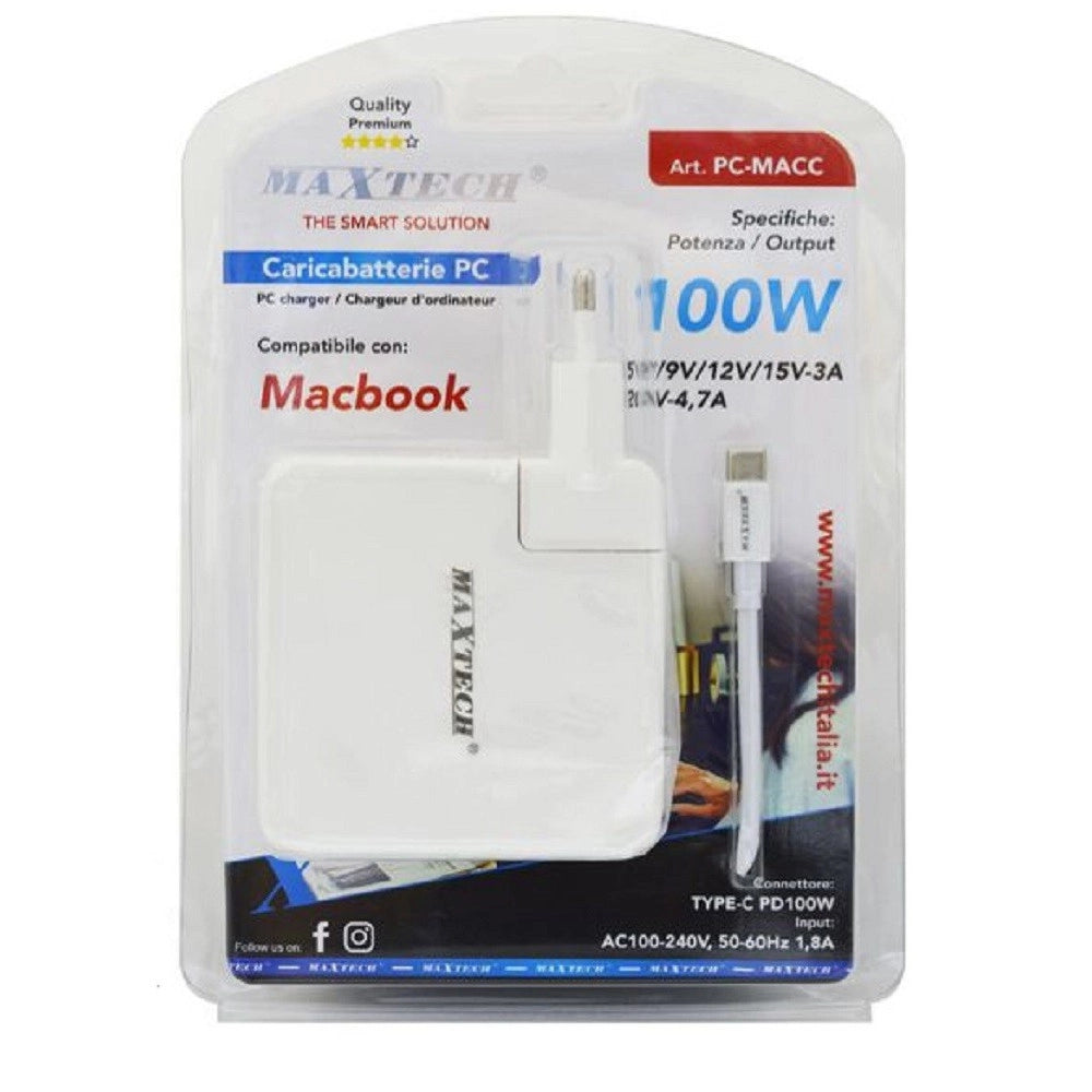 Trade Shop - Caricabatterie Pc Compatibile Per Macbook Con Connettore Type-c Pd100w Pc-macc -