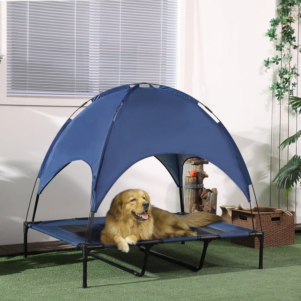 Cuccia per cani con baldacchino ¨C Xylo ¨C Blu e nero, 122x92x108 cm