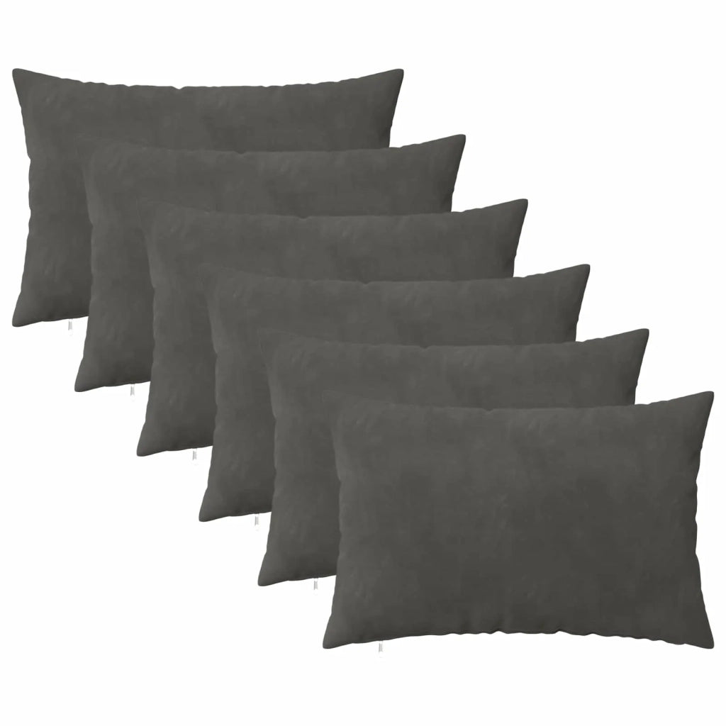 Federa 6 pcs HEERLEN Grigio Scuro 50 x 75 cm Velluto 911582