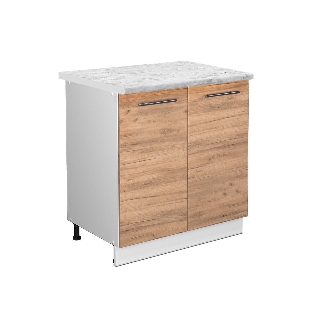 Mobile lavello cucina Fame-Line Rovere dorato/Bianco 80 cm con ripiano, PL Marmo Vicco