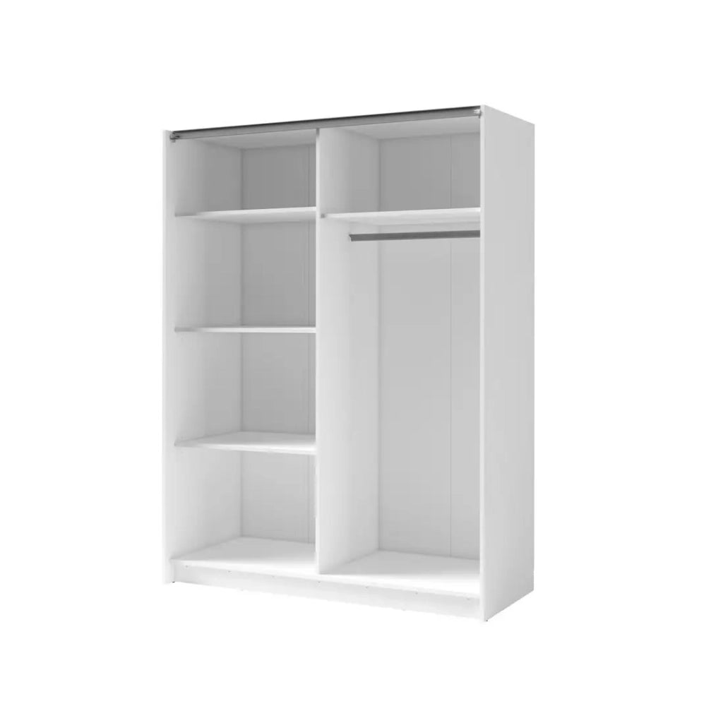 Armadio 150 cm con 2 porte scorrevoli, colore bianco e rovere - Collezione STRANO