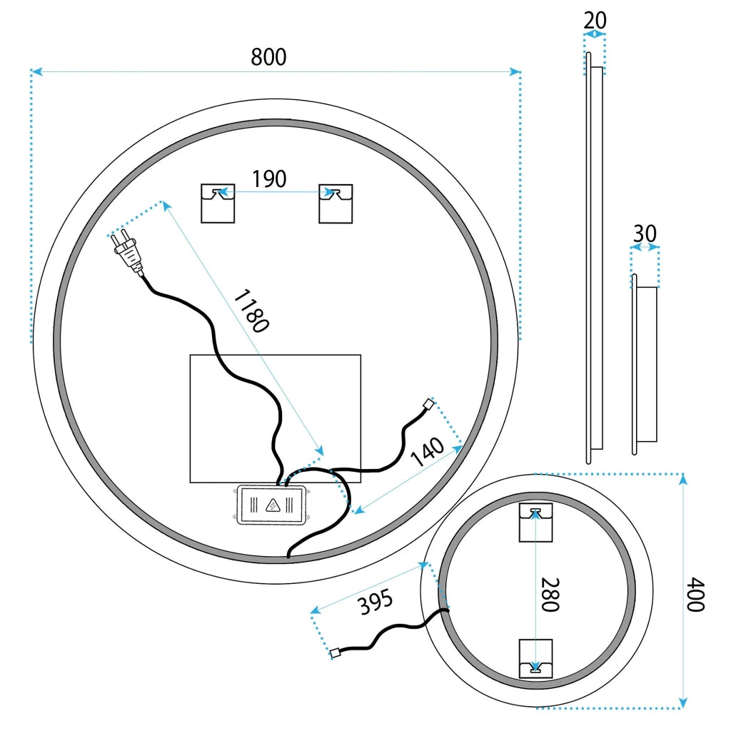 Specchio Led R-8040 80cm + 40cm