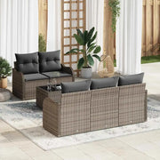 Set Divano da Giardino 6 pcs Grigio Polyrattan, Acciaio e Vetro 3354248